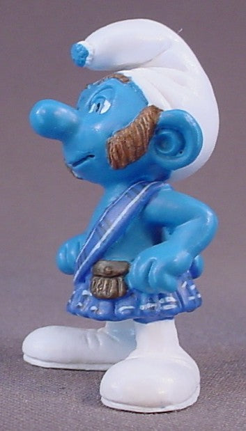 Gutsy Smurf PVC Figure From The Smurfs Movie Series, #20732, 2011 Peyo Schleich, Made In Germany, Smurfs, Vintage, Figurine, Wearing A Kilt, Scot, Scotsman