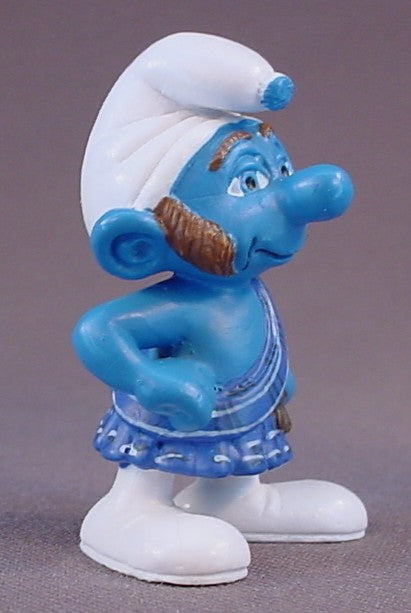 Gutsy Smurf PVC Figure From The Smurfs Movie Series, #20732, 2011 Peyo Schleich, Made In Germany, Smurfs, Vintage, Figurine, Wearing A Kilt, Scot, Scotsman