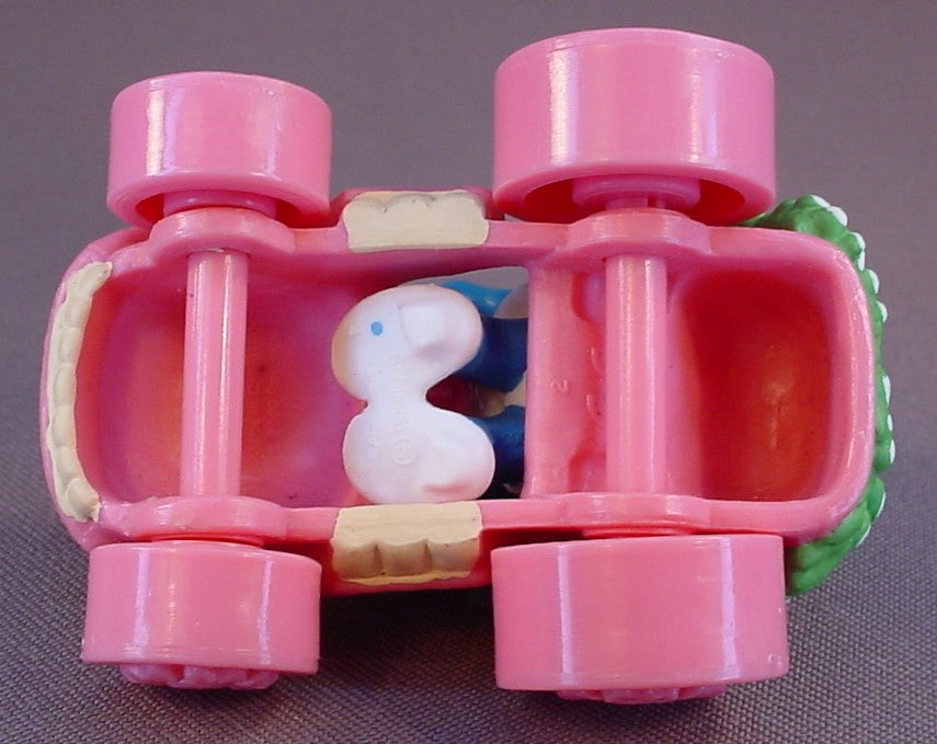 Smurfette PVC Figure Driving Her Pink Mushroom Car, Super Smurf Series, #40265, 2001 Peyo Schleich, Germany, China, Smurfs, Vintage, Figurine, The Figure Is Removable From The Car