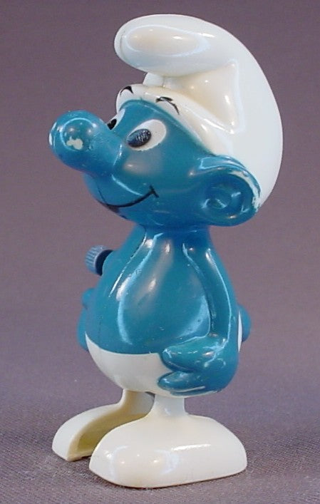 Smurf Walking Wind-Up Figure, Hard Plastic, 3 Inches Tall, 1980 Peyo, Wallace Berrie & Co., Hong Kong