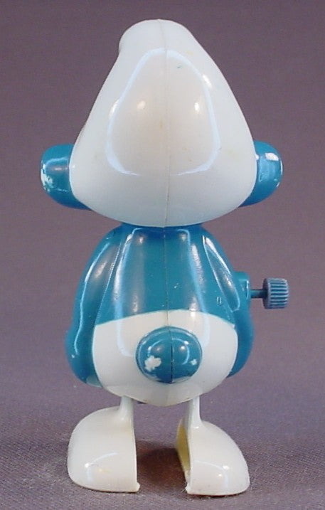 Smurf Walking Wind-Up Figure, Hard Plastic, 3 Inches Tall, 1980 Peyo, Wallace Berrie & Co., Hong Kong