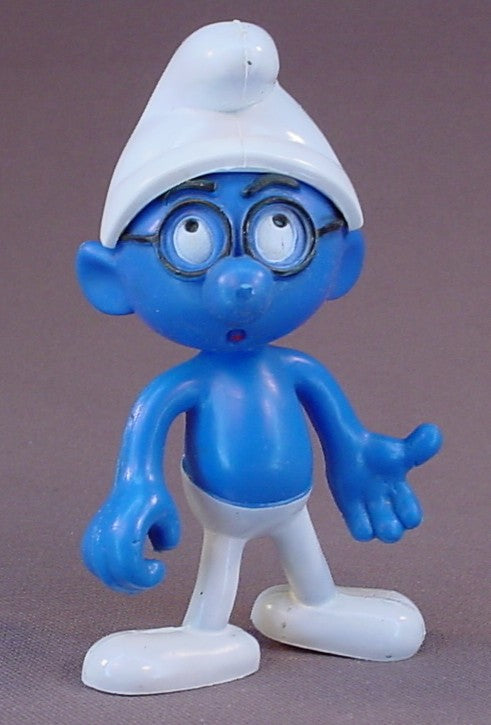 Smiling Smurf Bendable Figure, Bendy, Poseable, Flexible, 4 Inches Tall, The Head Swivels, 1979 Peyo Meeus, Made By Brabo, Hong Kong