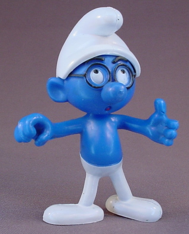 Smiling Smurf Bendable Figure, Bendy, Poseable, Flexible, 4 Inches Tall, The Head Swivels, 1979 Peyo Meeus, Made By Brabo, Hong Kong