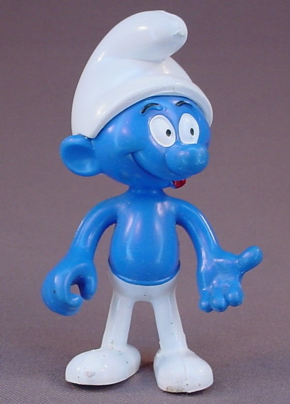 Brainy Smurf Bendable Figure, Bendy, Poseable, Flexible, 4 Inches Tall, The Head Swivels, 1979 Peyo Meeus, Made By Brabo, Hong Kong