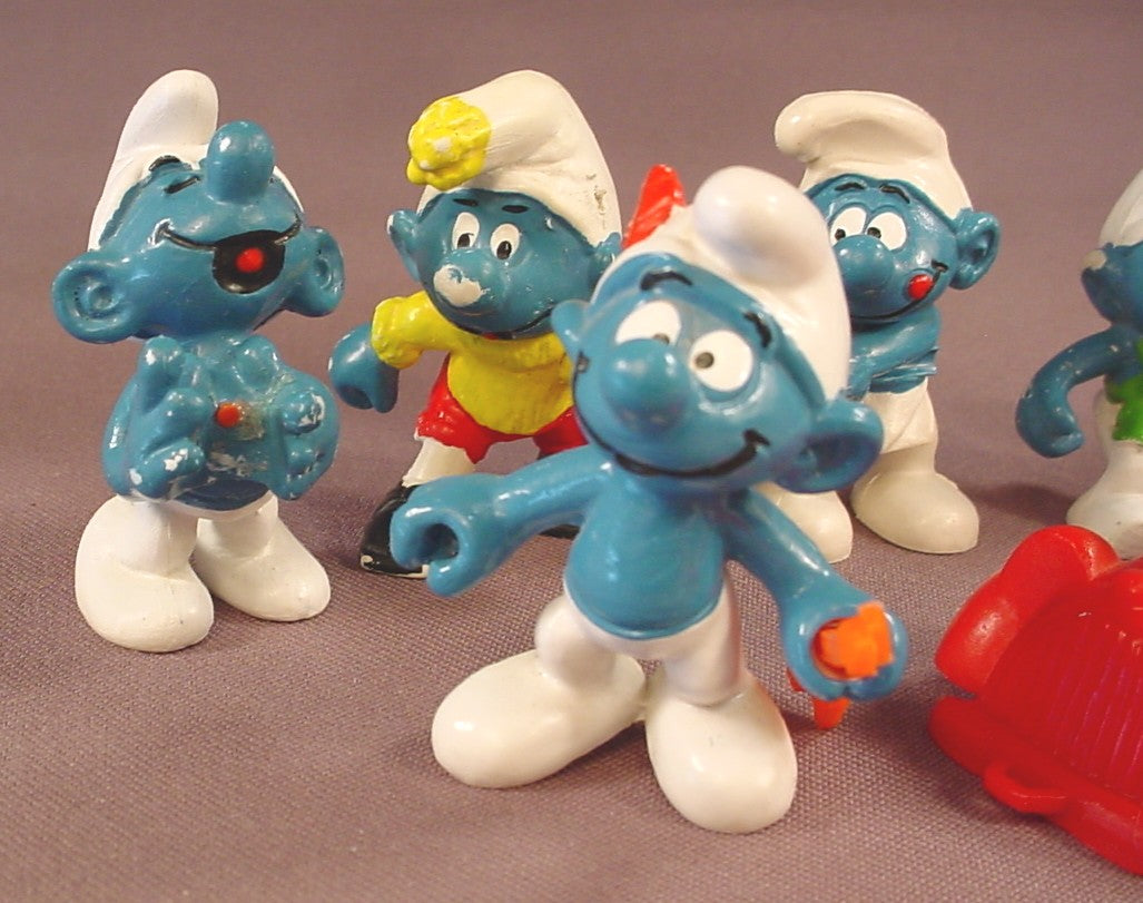 Lot Of 12 Vintage Smurf PVC Figures, They Are All Missing Their Removable Parts Or Accessories, Peyo Schleich, West Germany, Smurfs, Vintage, Figurine