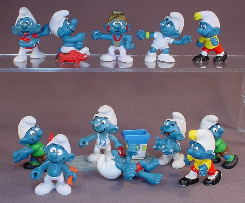 Lot Of 12 Vintage Smurf PVC Figures, They Are All Missing Their Removble Parts Or Accessories, Peyo Schleich, West Germany, Smurfs, Vintage, Figurine