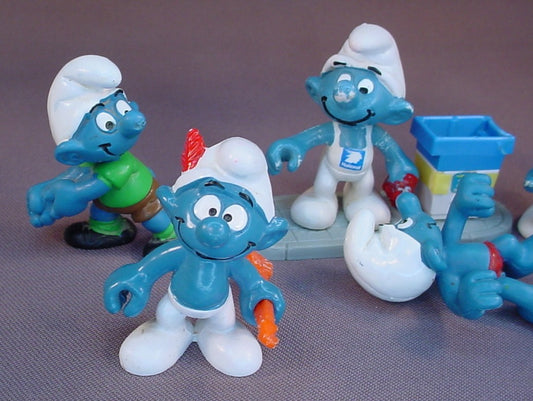 Lot Of 12 Vintage Smurf PVC Figures, They Are All Missing Their Removble Parts Or Accessories, Peyo Schleich, West Germany, Smurfs, Vintage, Figurine
