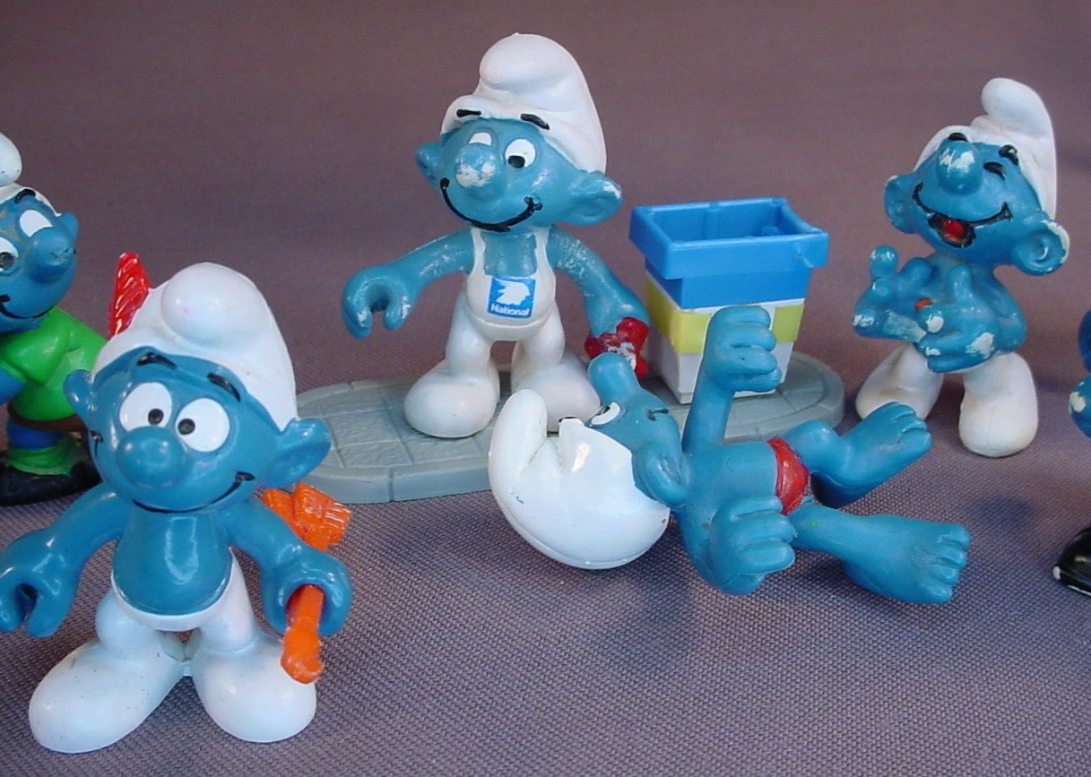 Lot Of 12 Vintage Smurf PVC Figures, They Are All Missing Their Removble Parts Or Accessories, Peyo Schleich, West Germany, Smurfs, Vintage, Figurine