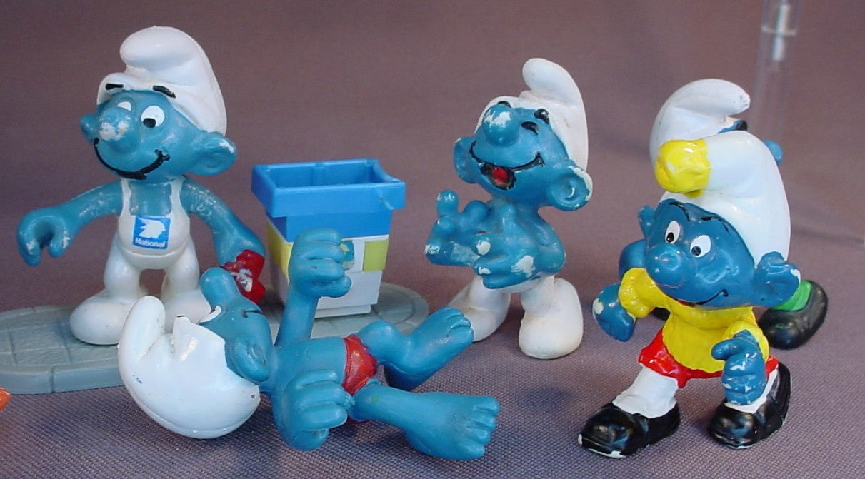 Lot Of 12 Vintage Smurf PVC Figures, They Are All Missing Their Removble Parts Or Accessories, Peyo Schleich, West Germany, Smurfs, Vintage, Figurine