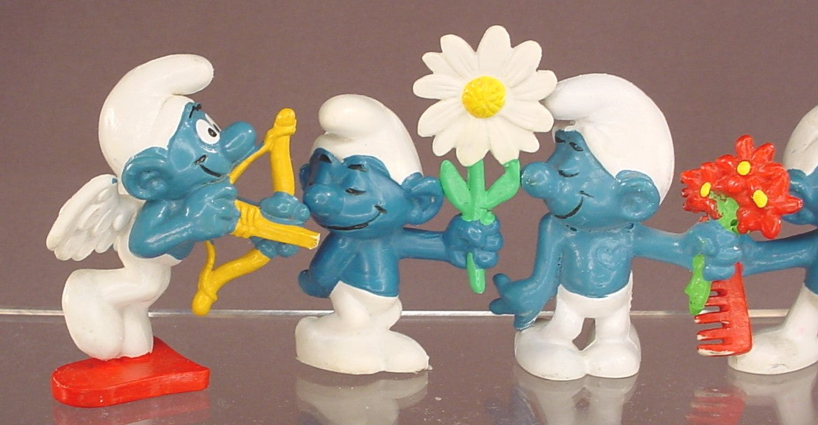 Smurfs Lot Of 18 Vintage Smurf PVC Figures, All Of Them Have Broken Or Damaged Parts, Peyo Schleich, West Germany
