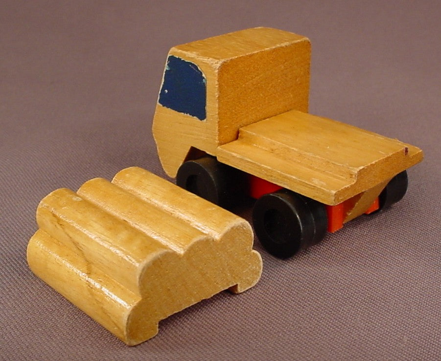 Mattel Wooden Putt Putt Train Truck With A Load Of Logs That Can Be Dumped Off The Back, 1971 Mattel, Korea, Wood, Putt-Putt