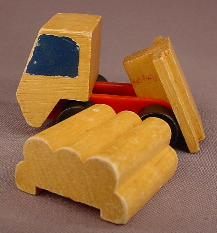 Mattel Wooden Putt Putt Train Truck With A Load Of Logs That Can Be Dumped Off The Back, 1971 Mattel, Korea, Wood, Putt-Putt