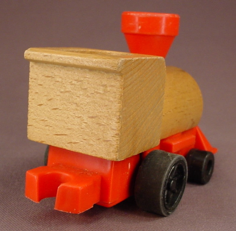 Disney Wind Up Mickey Mouse Railroad Wooden Locomotive Or Engine, Mickeytown, Turn The Smokestack To Wind It Up, Has Been Tested & Works, 1989 Mattel, Italy, Wood, Putt-Putt