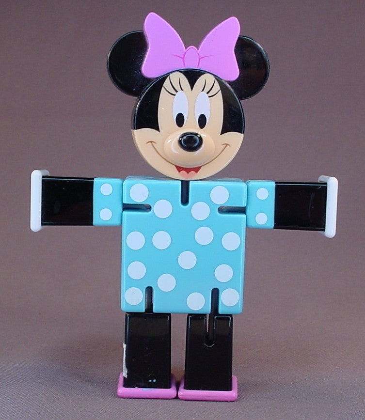 Disney Minnie Mouse Toy Figure With Square & Rectangular Body Parts That Can Be Moved Into Multiple Different Positions, 5 1/4 Inches Tall, Disney Store