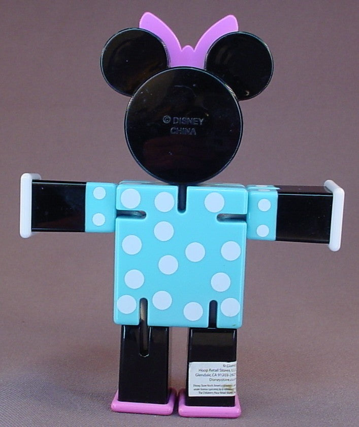 Disney Minnie Mouse Toy Figure With Square & Rectangular Body Parts That Can Be Moved Into Multiple Different Positions, 5 1/4 Inches Tall, Disney Store