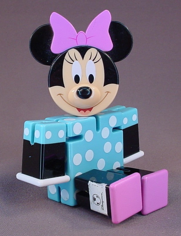 Disney Minnie Mouse Toy Figure With Square & Rectangular Body Parts That Can Be Moved Into Multiple Different Positions, 5 1/4 Inches Tall, Disney Store