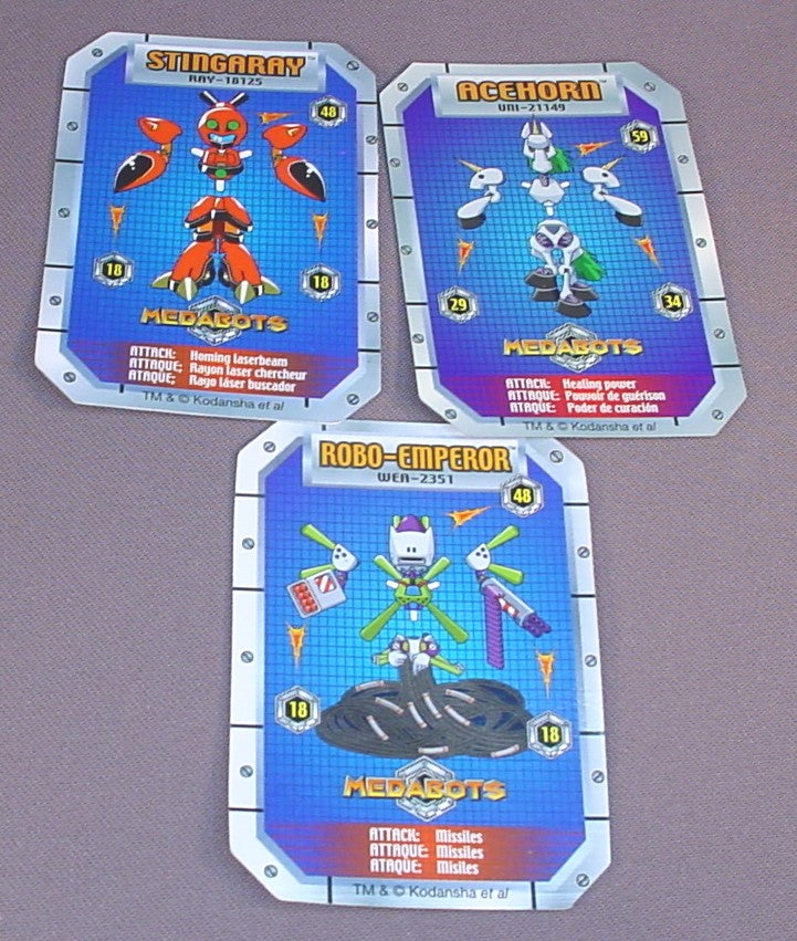 Medabots Lot Of Figure Parts & Pieces And 7 Cards, 2001 Hasbro Takara