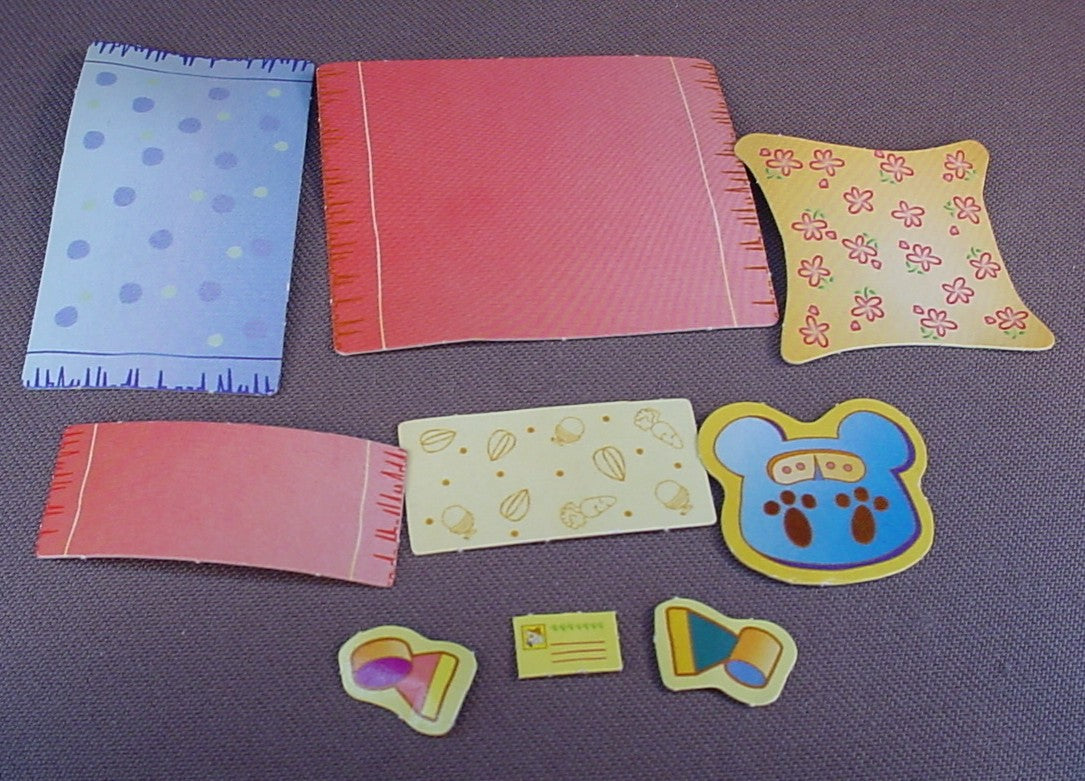 Hamtaro Lot Of Paperstock Accessories, Rugs Towels & Others, Ham Ham, Ham-Ham, 2001 Epoch Hasbro, Heavy Paper