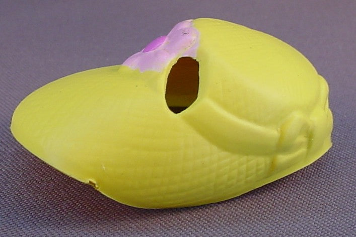 My Little Pony Yellow Vinyl Sun Bonnet Hat With 2 Ear Holes And Pink Flowers On The Front, From A G1 Pretty Parlor Peachy Set, 1983 Hasbro