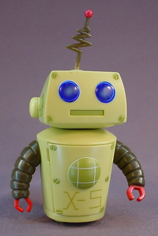 Atomic Betty TV Show X-5 Robot Figure, 4 Inches Tall, The Head Swivels, The Arms Move, It Rolls On  3 Small Balls In The Bottom, Galactic Guardian, 2004 Playmates Toys, Teleimages Kids, 2004 Atomic Cartoons, Breakthrough Animation