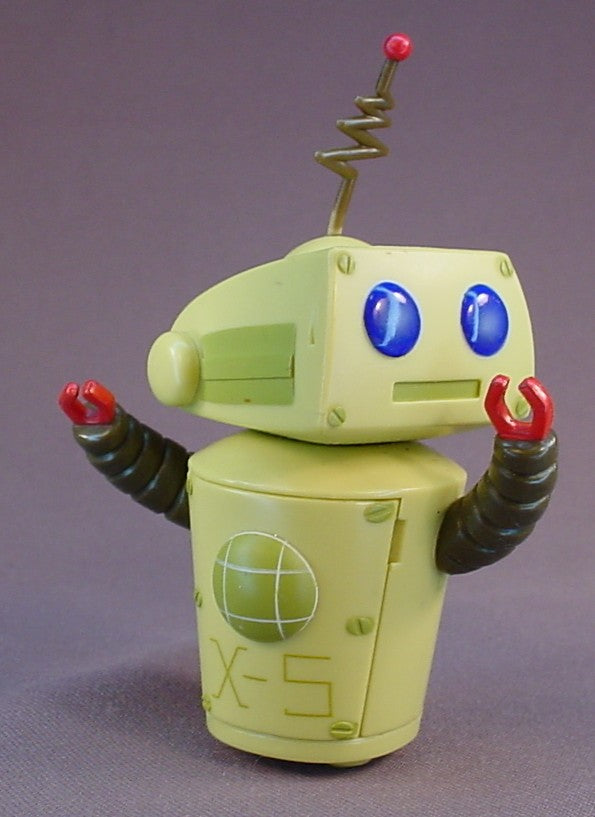 Atomic Betty TV Show X-5 Robot Figure, 4 Inches Tall, The Head Swivels, The Arms Move, It Rolls On  3 Small Balls In The Bottom, Galactic Guardian, 2004 Playmates Toys, Teleimages Kids, 2004 Atomic Cartoons, Breakthrough Animation