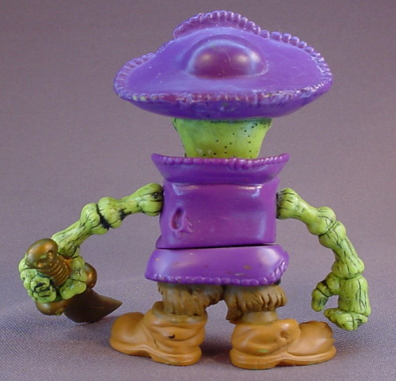 Green Skeleton Pirate Captain Figure With A Purple Hat & A Gold Sword, Swivels At The Waist, The Arms Move, 2004 Keenway Pirate Adventures Battle Island
