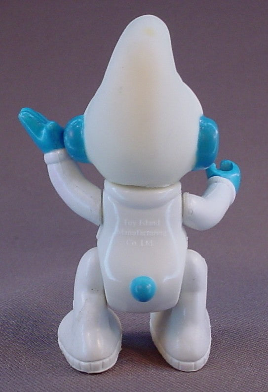 Astrosmurf Smurf Figure, 3 Inches Tall, From A 1996 The Smurfs Saturn Ride Play Set, Has A Vinyl Head And Spring Loaded Arms, The Legs Move, The Head Turns, 1995 Peyo Imps, Brussels, Irwin