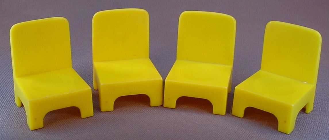 Weebles Set Of 4 Yellow Chairs From A Vintage 1971 Romper Room Pop Up Camper Play Set, Camp-About Camper, Hasbro