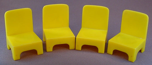 Weebles Set Of 4 Yellow Chairs From A Vintage 1971 Romper Room Pop Up Camper Play Set, Camp-About Camper, Hasbro