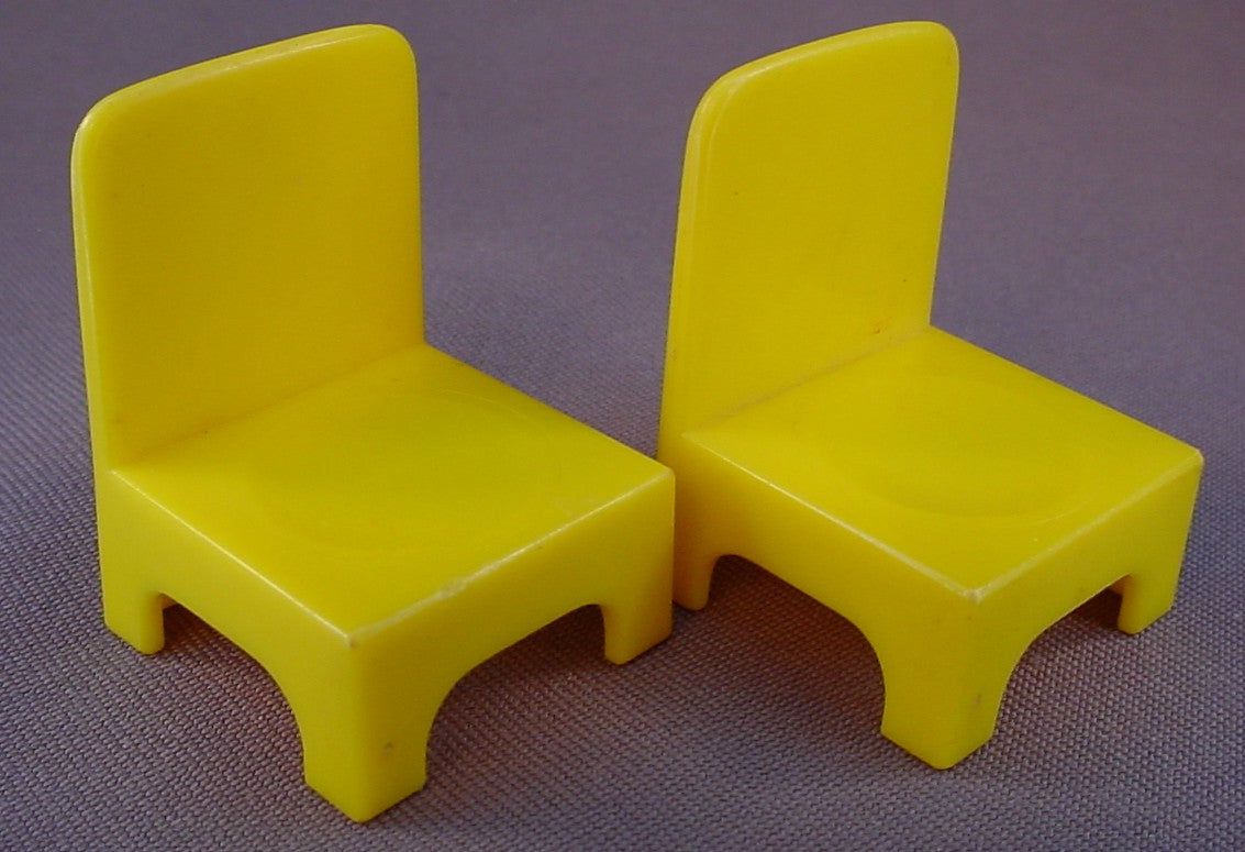 Weebles Set Of 4 Yellow Chairs From A Vintage 1971 Romper Room Pop Up Camper Play Set, Camp-About Camper, Hasbro