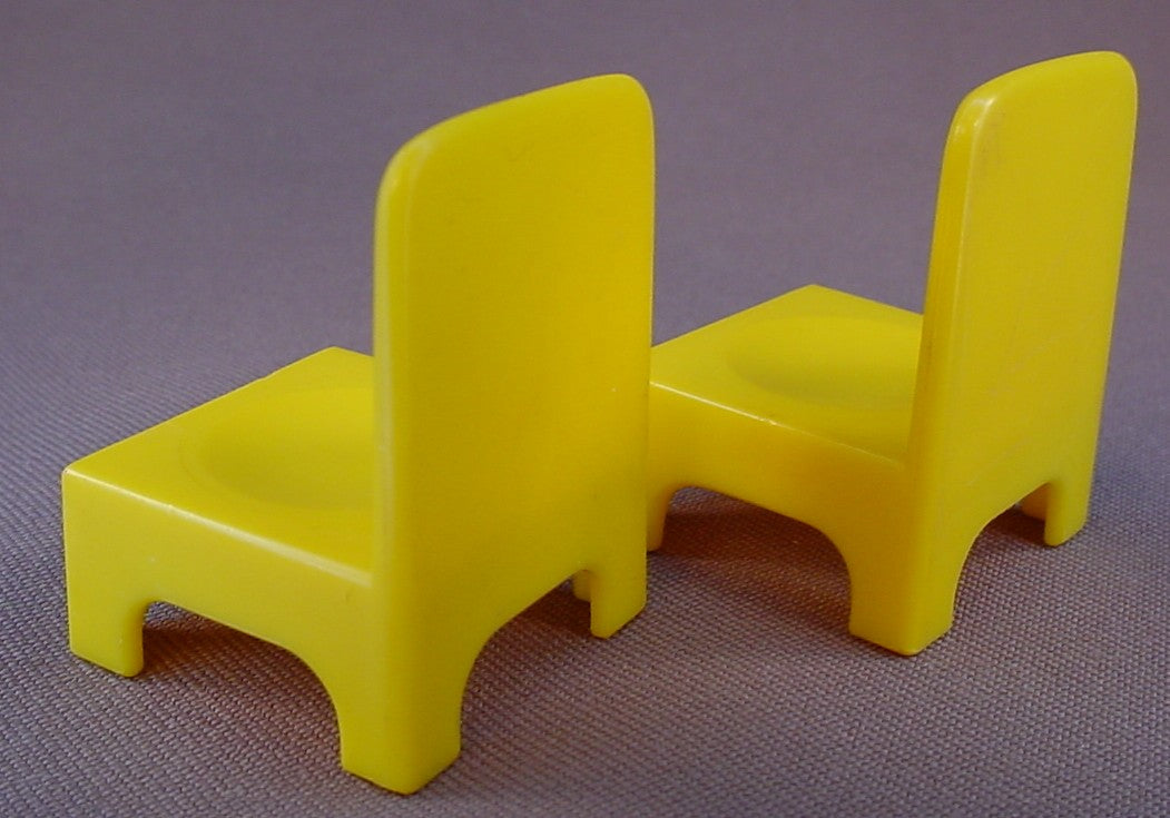 Weebles Set Of 4 Yellow Chairs From A Vintage 1971 Romper Room Pop Up Camper Play Set, Camp-About Camper, Hasbro