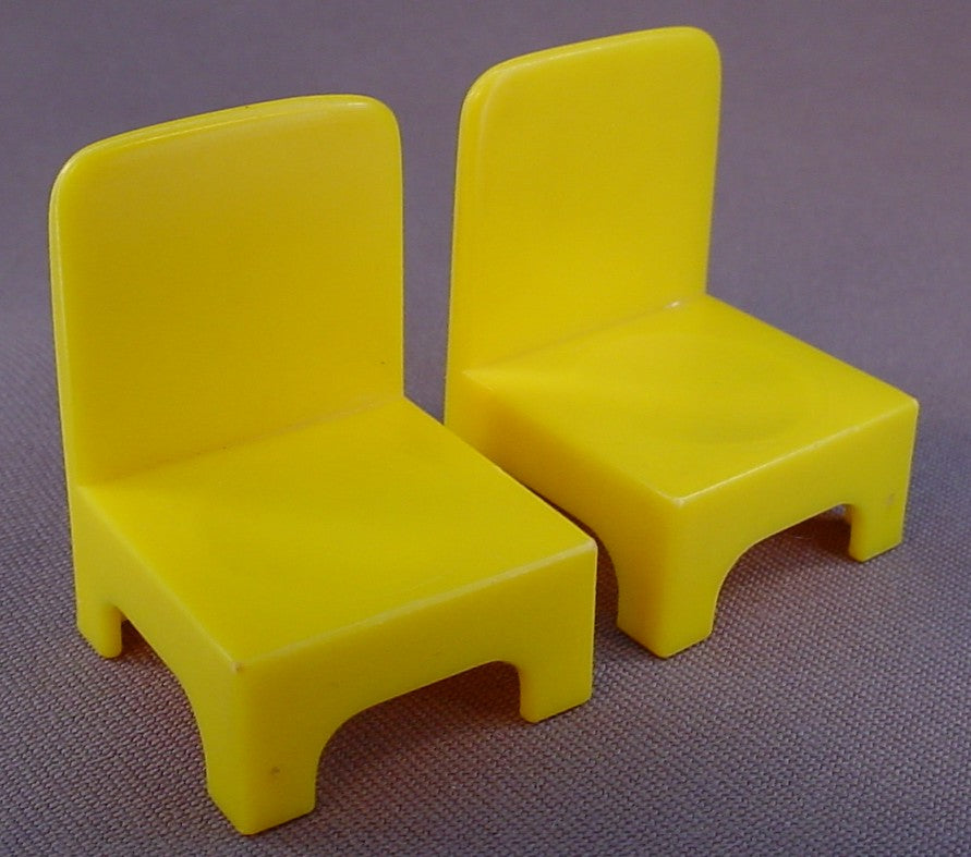 Weebles Set Of 4 Yellow Chairs From A Vintage 1971 Romper Room Pop Up Camper Play Set, Camp-About Camper, Hasbro