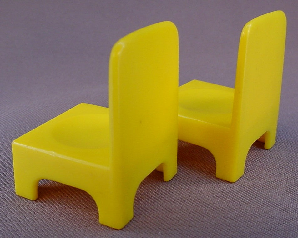 Weebles Set Of 4 Yellow Chairs From A Vintage 1971 Romper Room Pop Up Camper Play Set, Camp-About Camper, Hasbro