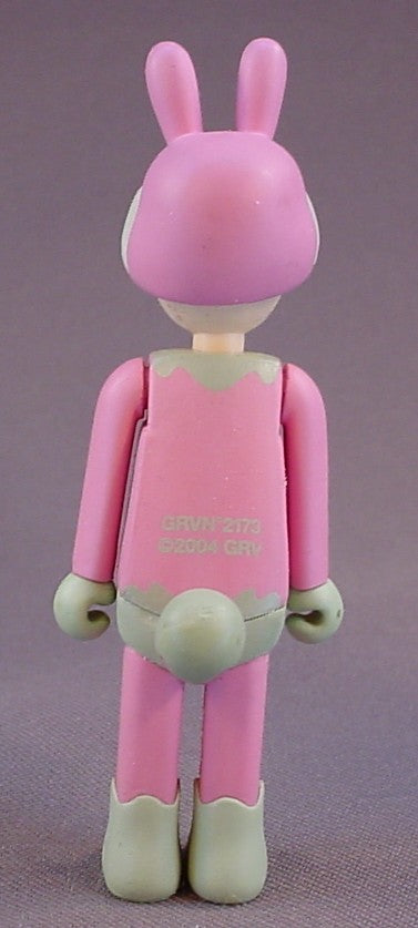 Brockmann Light Volume02 Wild Animals Pink Bunny Rabbit Figure, 3 1/2 Inches Tall, The Head & Arms Move, Groovisions, 2004 GRU, Volume 02, Japan