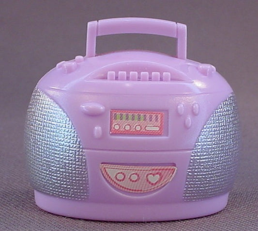 Barbie Pink & Silver Radio Boombox Accessory, My Scene Barbie, 1 3/4 Inches Long, 2003 Mattel, Boom Box