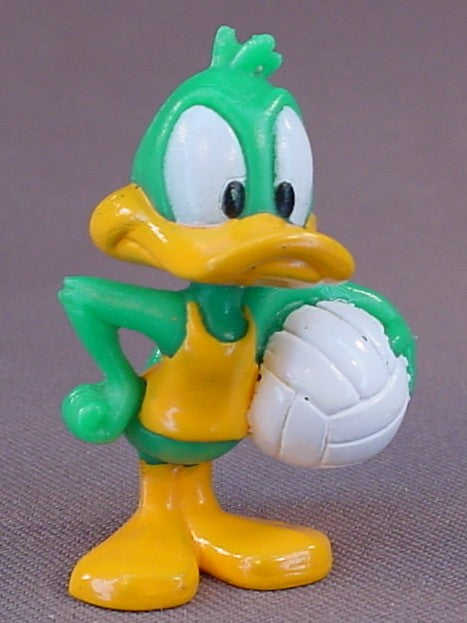 Looney Tunes Plucky Duck Volleyball Player PVC Figure, 2 Inches Tall, Tiny Toon Adventures, 1994 Warner Bros, Looney Toons