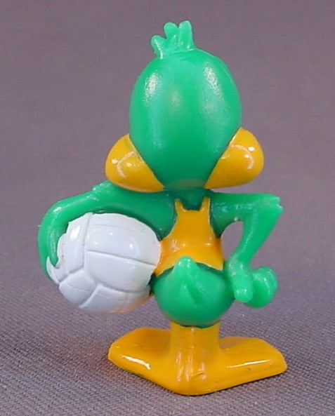 Looney Tunes Plucky Duck Volleyball Player PVC Figure, 2 Inches Tall, Tiny Toon Adventures, 1994 Warner Bros, Looney Toons