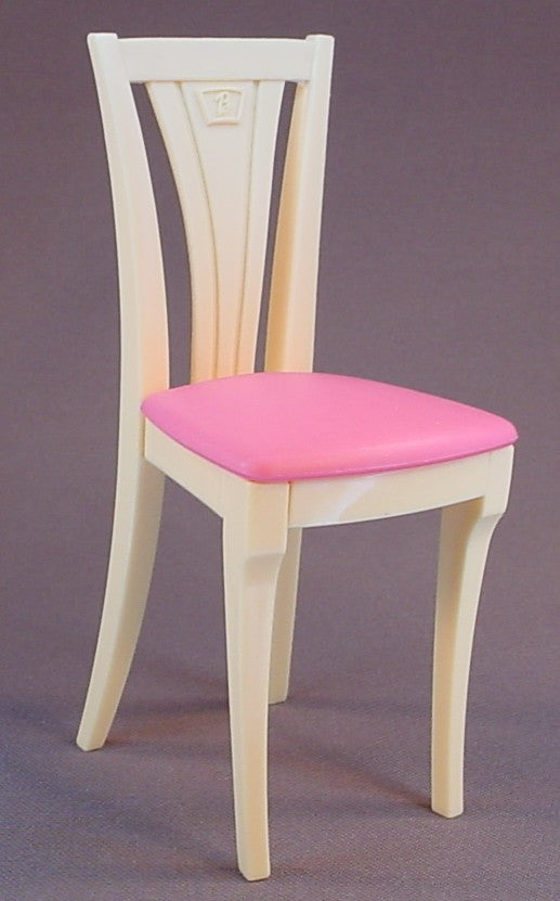 Barbie Living In Style Pink & Light Brown Dining Room Or Kitchen Chair, 5 1/4 Inches Tall, 2002 Mattel