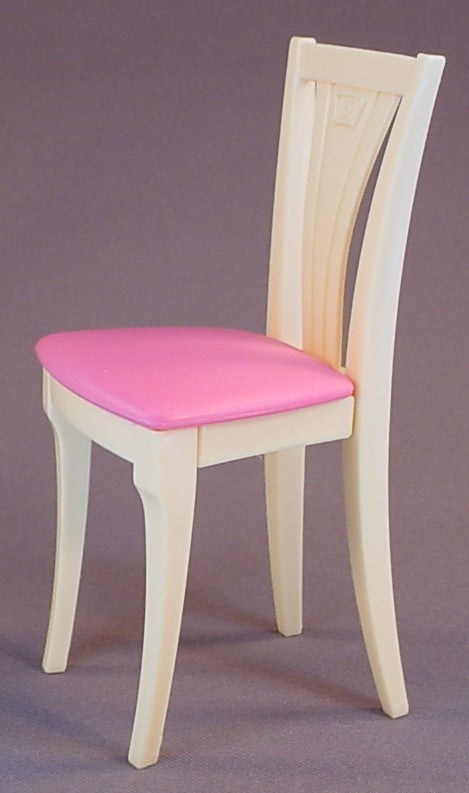 Barbie Living In Style Pink & Light Brown Dining Room Or Kitchen Chair, 5 1/4 Inches Tall, 2002 Mattel