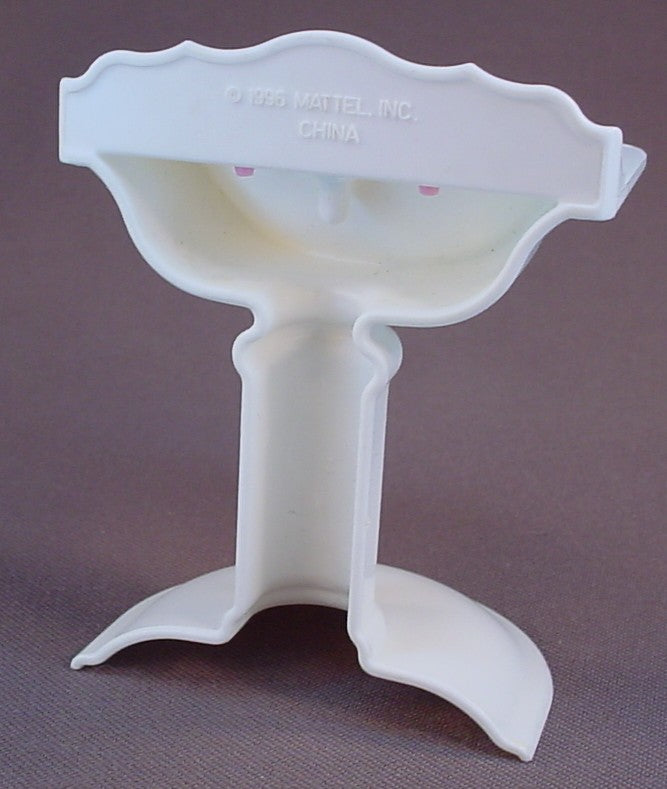 Barbie Vintage White Pedestal Sink With Movable Pink Handles, 3 1/8 Inches Tall, For A Kelly Doll, 1996 Mattel