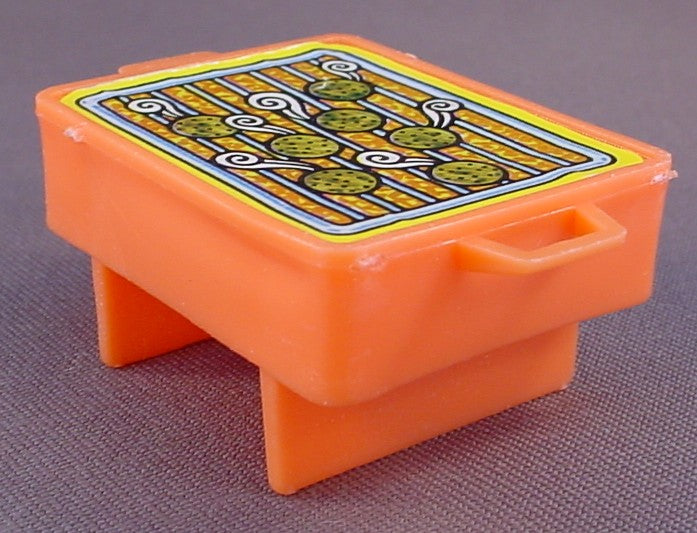 Barbie Vintage Orange Grill Or BBQ With The Litho Sticker Intact, From A Beach Scene Play Pak #2319, 2 1/2 Inches Long, 1978 Mattel, Barbeque