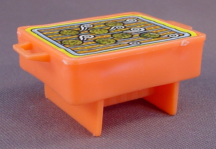 Barbie Vintage Orange Grill Or BBQ With The Litho Sticker Intact, From A Beach Scene Play Pak #2319, 2 1/2 Inches Long, 1978 Mattel, Barbeque