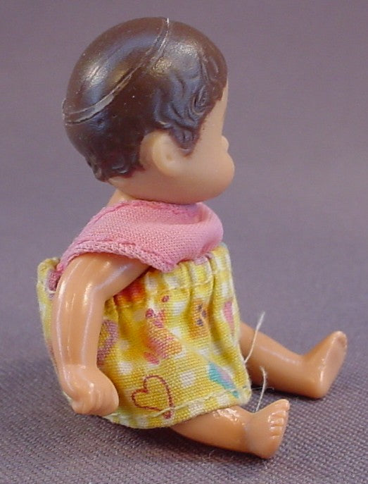 Barbie Baby Krissy Doll With The Original Outfit, Brown Hair, Brown Eyes Variation, 2 3/4 Inches Tall, Hispanic, 1990 Mattel, Vintage