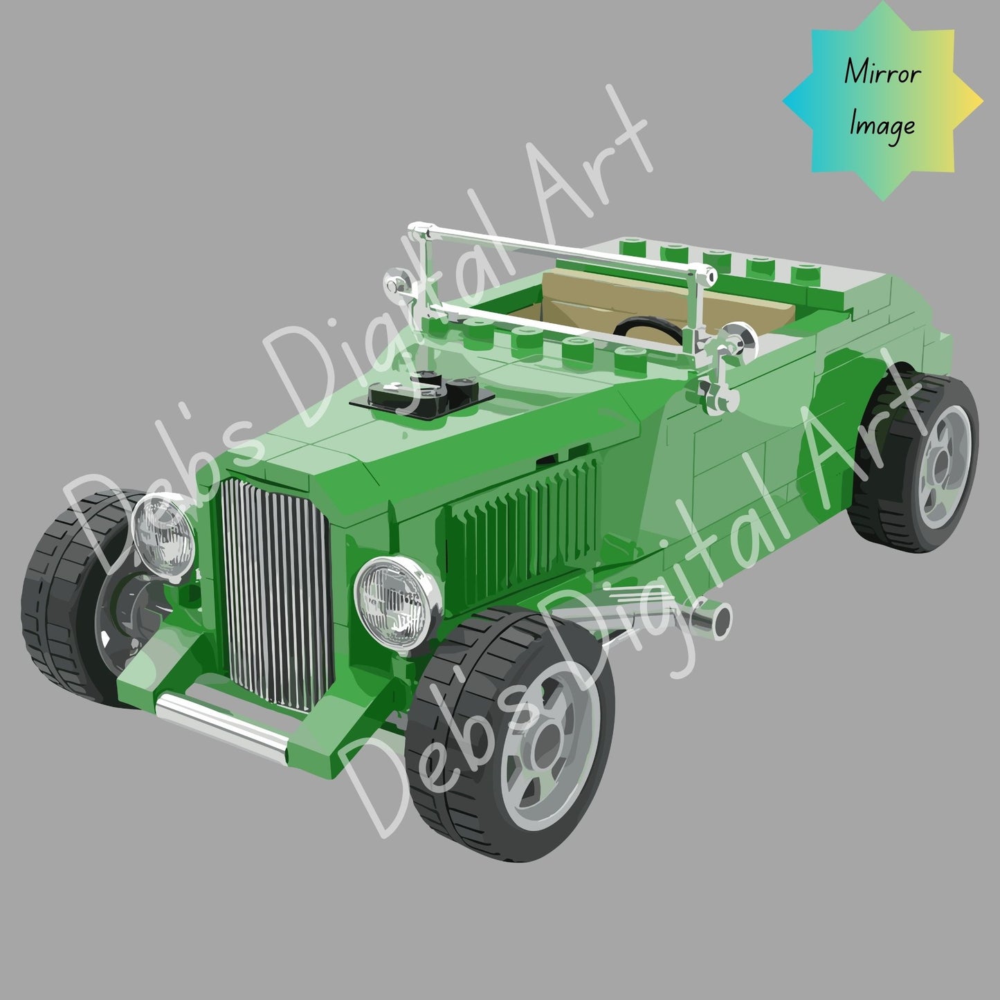 Green Vintage Building Block Style Convertible Car Clipart, Svg Png Eps Jpg, Transparent 300 DPI Digital Download