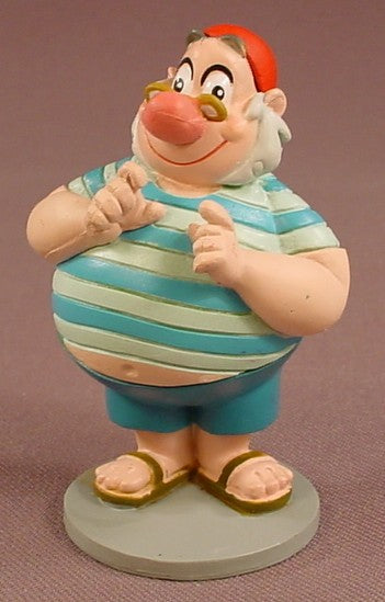 Disney Peter Pan Smee Pirate Sailor PVC Figure On A Round Gray Base, 3 Inches Tall, Figurine