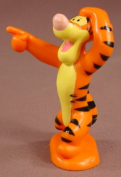 Disney Winnie The Pooh Tigger Smiling And Pointing His Finger PVC Figure On A Base, 2000, Figurine