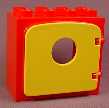 Lego Duplo 2332 Red Raised Rim Door Frame 2X4X3 With 826 Yellow Doo