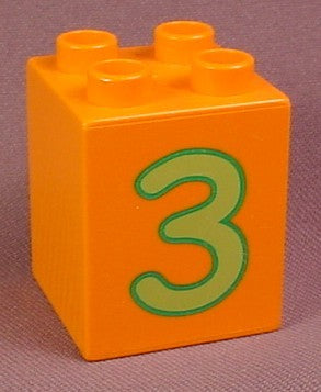 Lego Duplo 31110 Orange 2X2X2 Brick With Large Green #3 Pattern