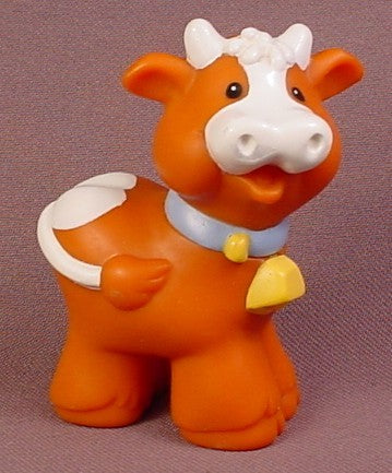 Fisher Price Little People 1997 Brown & White Cow With Yellow Bell,