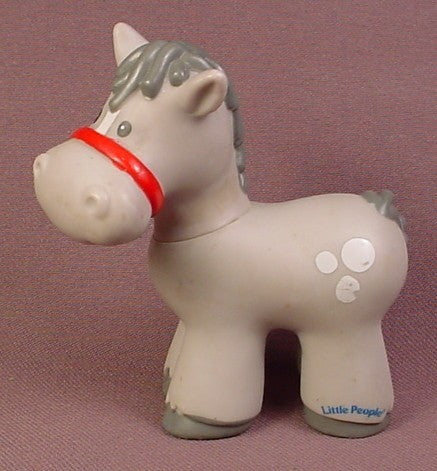Fisher Price Little People 2001 Gray Horse With White Spots & Dark